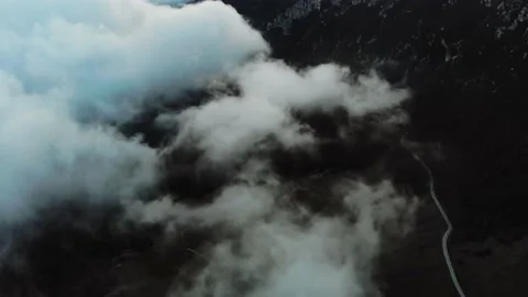 Aerial drone image of the clouds and Mount Baldo. Stock Footage 141903292