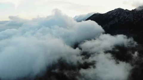 Aerial drone image of the clouds and Mount Baldo. Stock Footage 141903337