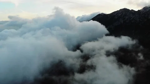 Aerial drone image of the clouds and Mount Baldo. Stock Footage 141903480