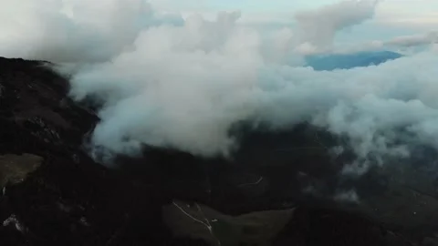 Aerial drone image of the clouds and Mount Baldo. Stock Footage 141903513