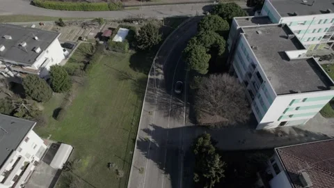 Aerial drone image of a small town in northern Italy. Houses, streets and cars. Stock Footage 170293569