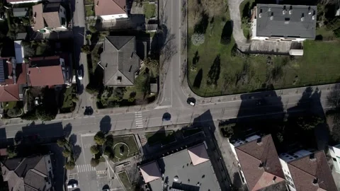 Aerial drone image of a small town in northern Italy. Houses, streets and cars. Stock Footage 170293662