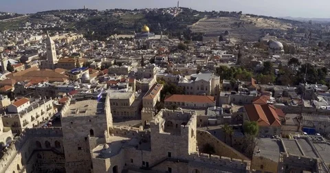 Aerial drone Israel Middle Eastern city Jerusalem  Vídeo Stock 79998720