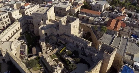 Aerial drone Israel Middle Eastern city Jerusalem  Vídeo Stock 79999065