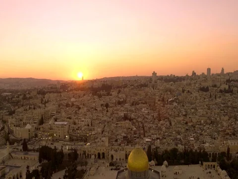 Aerial drone Israel Middle Eastern city Jerusalem  Stock Footage