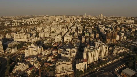 Aerial Drone Israel Middle Eastern City Jerusalem, Israel Stock Footage 90399693