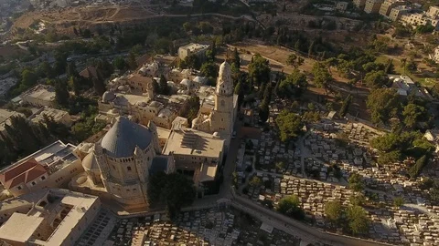 Aerial Drone Israel Middle Eastern City Jerusalem Stock Footage 90465099