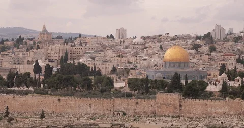 Aerial Drone Israel Middle Eastern City Jerusalem Stock Footage 101345734