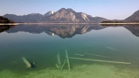 Aerial drone of Lake Walchen, Walchensee in Bavaria Germany with Herzogstand 4k Video stock 179033972