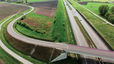 Aerial drone of large road. Stock Footage 89681175