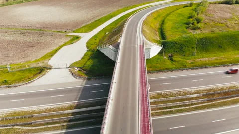 Aerial drone of large road. Stock Footage 89681995