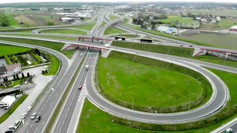 Aerial drone of large road. Stock Footage 89693609