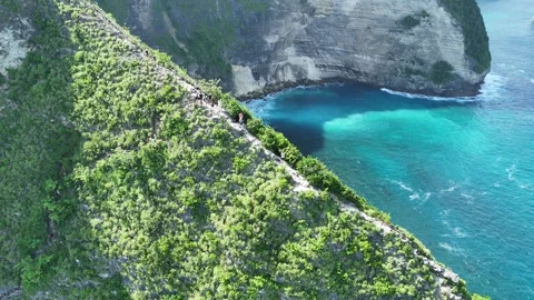 Aerial Drone Lateral Flight Along Kelingking Beach T-Rex Cliff, Nusa Penida Bali Stock-Footage 330360767