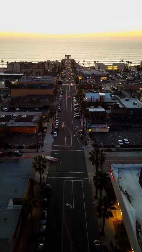 Aerial drone long exposure frames of street at sunset to create time lapse. Stock Footage 85506093