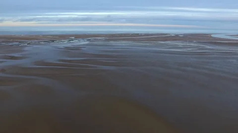 Aerial Drone Low Slow Over Stiffkey Salt Marshes Norfolk Stock Footage