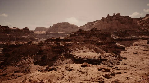 Aerial drone mapping over rugged canyon capturing high resolution terrain data Stock Footage 331521331