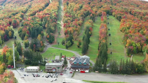 Aerial Drone of Mont Sutton in Sutton Quebec During the Fall. 스톡 동영상 163360632