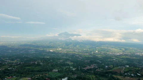 Aerial Drone of Mountains with Clouds and Clear Blue Sky Stock Footage 308861445