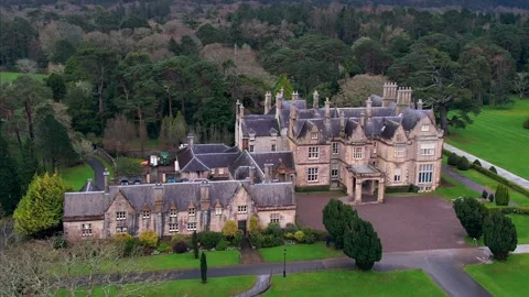 Aerial Drone Moving Left to Right Over Muckross House and Gardens, Ireland Stock Footage 301408598