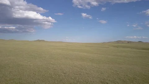 Aerial Drone of North American Great Plains Gassland Prairie Steppe Stock Footage