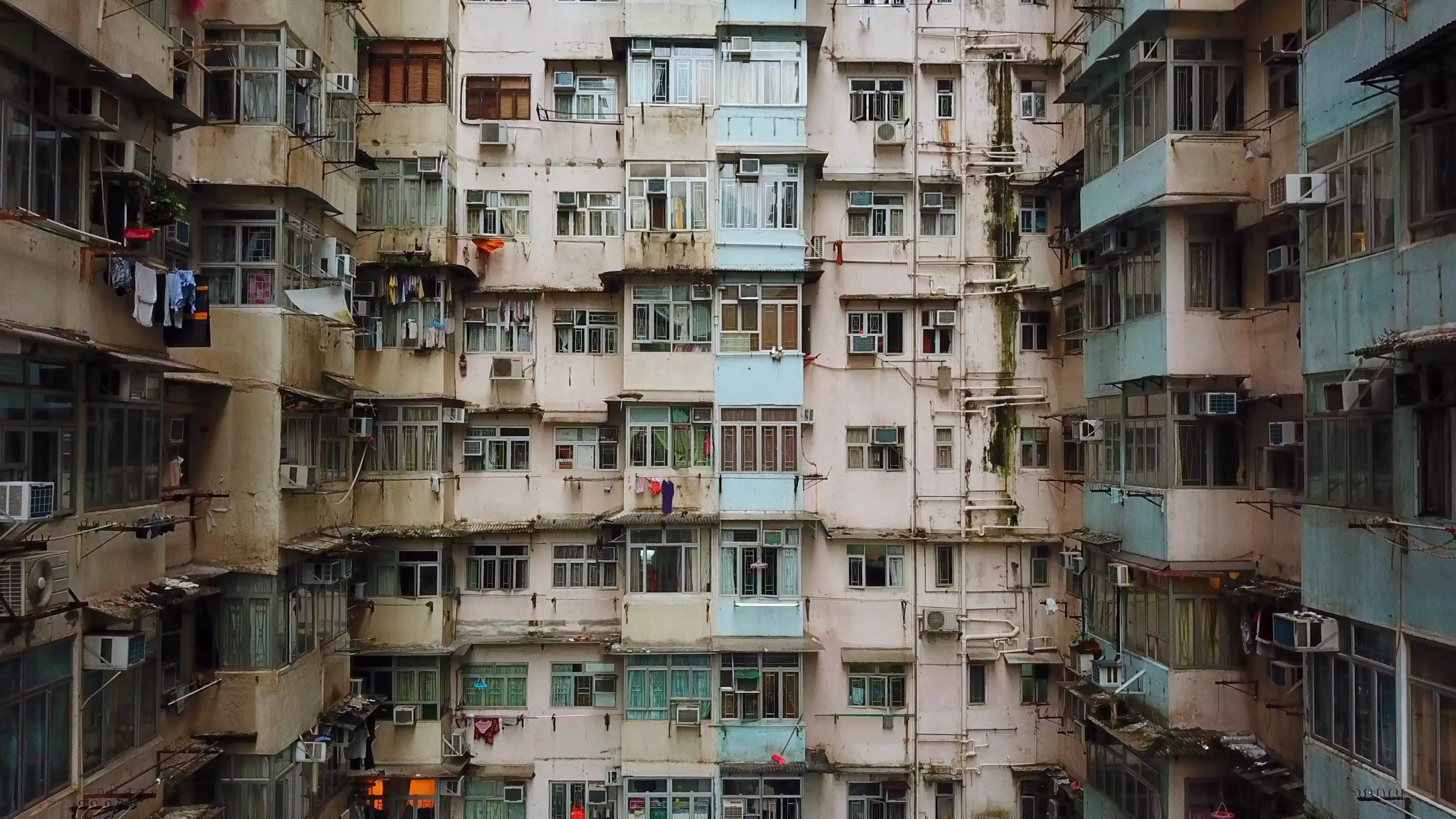 Aerial Drone Old Apartment Complex Video 88612385