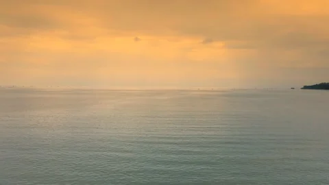 Aerial Drone of Open Ocean at Sunset Stock Footage 326328537
