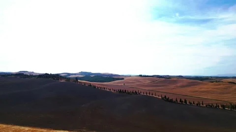 Aerial drone up orbit out flight view Crete Senesi typical Tuscany panorama  Video stock 226786771