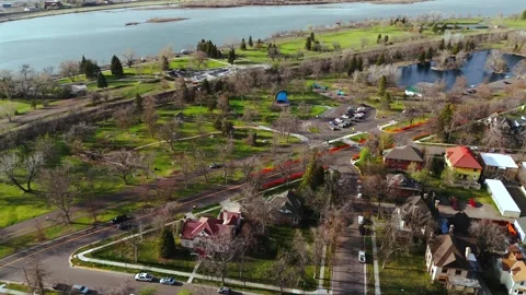 Aerial Drone Orbit Over Riverside Park In Great Falls Montana Stock Footage 339068481