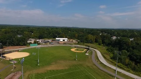 Aerial Drone Over Empty Park Baseball Field Stock-Footage 112274359