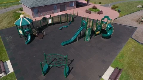 Aerial Drone Over Empty Playground Stock-Footage 112274699