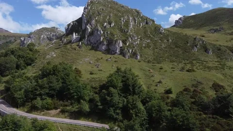Aerial drone over high mountains Stock Footage 158755977