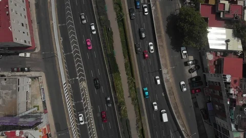 Aerial Drone over Viaducto Miguel Aleman in Mexico City Stock Footage