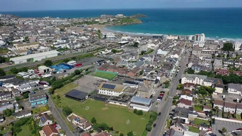 Aerial Drone Package - Newquay, Cornwall, Beautiful Cornish Seaside Town Vídeo Stock 220841191