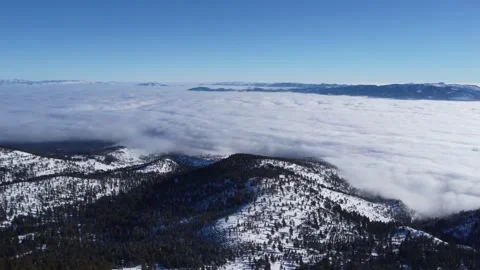 Aerial Drone Pan of Cloud Inversion located over Reno, Nevada Stock Footage 244697719