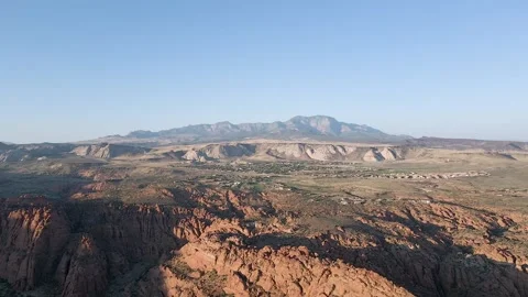 Aerial Drone Pan up Quick to Utah Mountains and Stay Stock Footage 139930889
