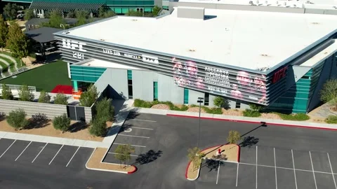 Aerial Drone Panning Over UFC Ultimate Fighting Championship Apex Building Stock Footage 221421792