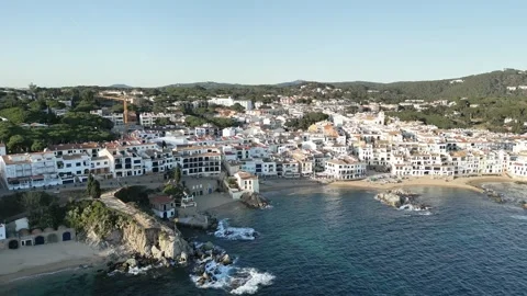 Aerial drone Panoramic Sea view to Spanish touristic destination,Costa Brava,4K Stock Footage 274459151