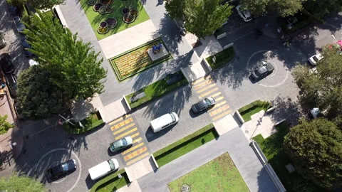 Aerial Drone Panoramic view of Busy Street Stock Footage 146435296