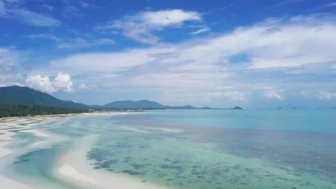 Aerial drone panoramic view at the low tide Stock Footage 134439580