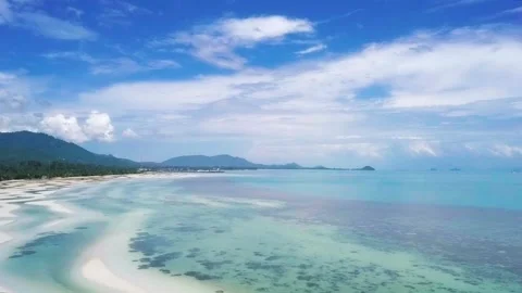Aerial drone panoramic view at the low tide Stock Footage 134439582