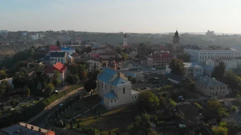 Aerial drone perspective of old town Kamianets Podilskyi. Ukraine Видео 140483233