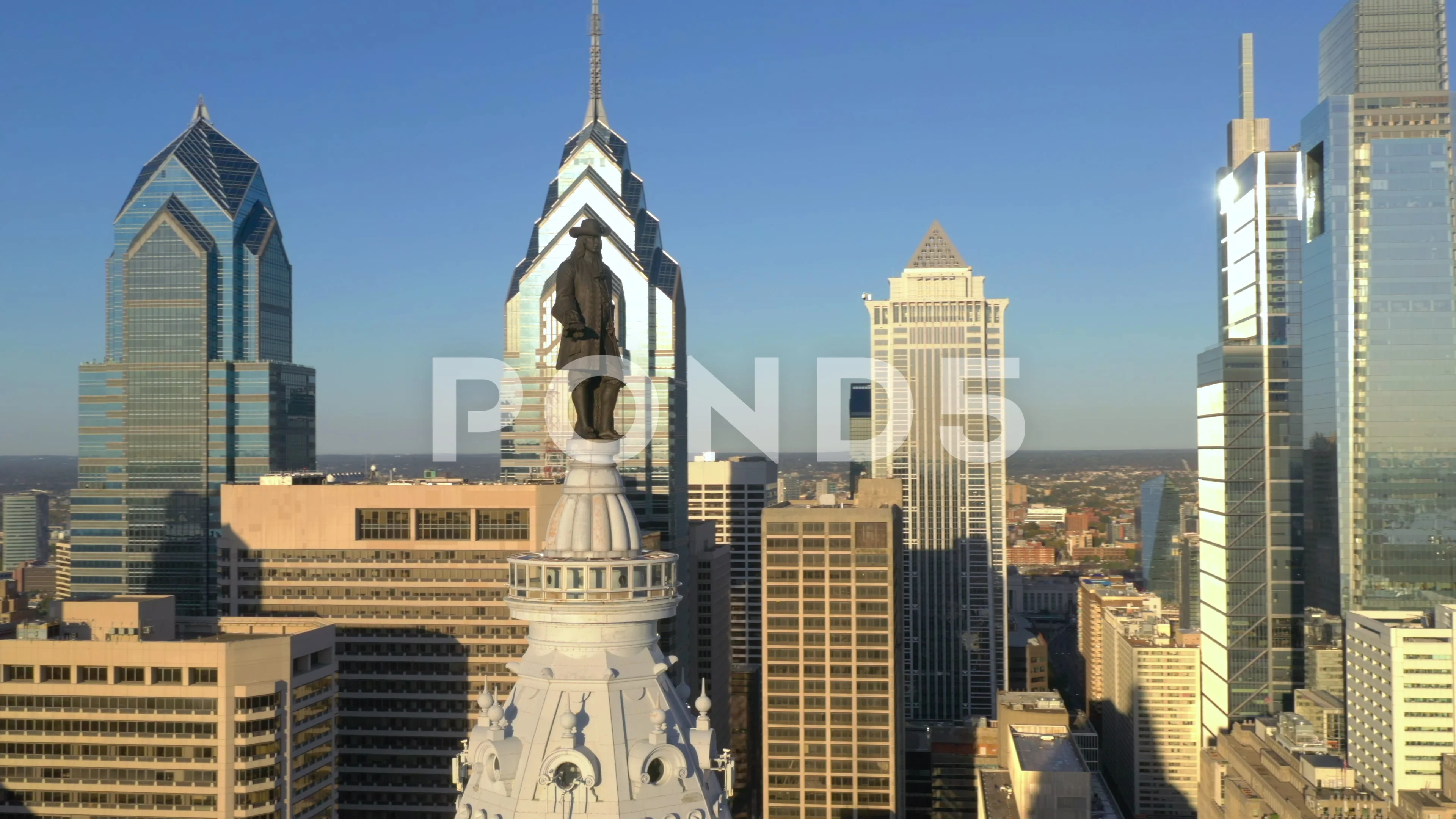 Philadelphia Skyline and City Hall William Penn Statue Aerial Drone  Photograph - Landscape