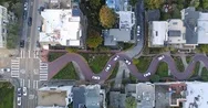 Aerial Drone Plan View Lombard St San Francisco Skyline From Russian Hill Stock Footage