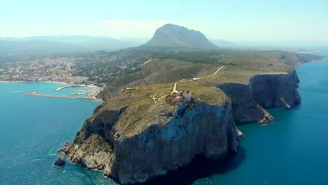 Aerial drone point of view coastal town of Javea Stock Footage 135349366