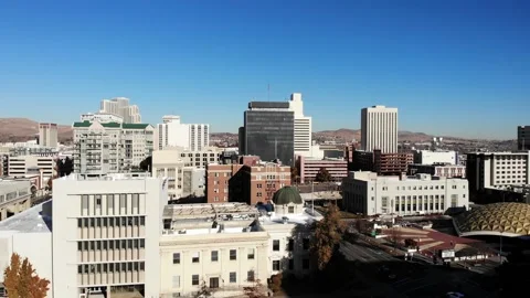 Aerial Drone Pull Back From Downtown Reno Nevada Stock-Footage 144313686
