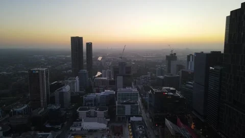 Aerial drone pullback reverse view above Parramatta cbd in Sydney, NSW Australia 스톡 동영상 258699216
