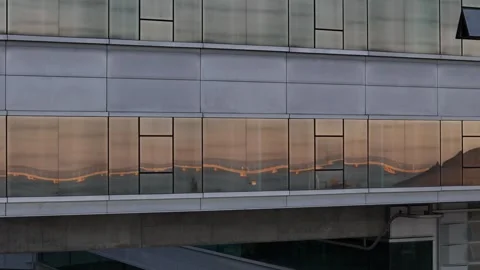 Aerial drone reflective view of cable cars Parque das Nacoes, Lisbon, Portugal 스톡 동영상 318463044