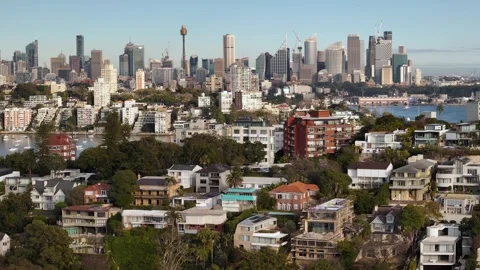 Aerial drone reverse view of Point Piper in East Sydney, NSW, Australia Stock-Footage 344090754