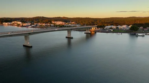 Aerial drone rising up view of Batemans Bay on the NSW South Coast, in May 2026 Stock Footage 335442777