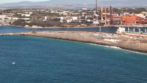 Aerial drone rotation view of Port Kembla, Illawarra Region, NSW in August 2026 Vídeo Stock 344093048